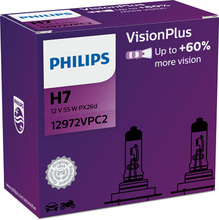 Autolamp Philips H7, 12 V, 55 W, Vision Plus +60 prots., 2 tk