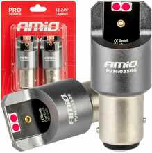 LED pirnid Amio pro bay15d p21/5w, 4x3030 SMD, punane, 12V/24V
