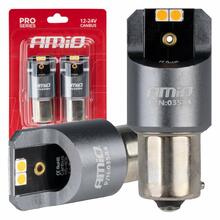 LED pirnid Amio PY21W, 4x3030 SMD, oranž, 12V/24V