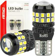 LED pirn Amio T10 W5W 27SMD 2016, valge, 12V/24V, AMIO-04258