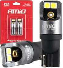 LED pirn Amio Full Canbus Pro T10 W5W 4x3030 SMD, valge, 12 V/24 V, AMIO-03580