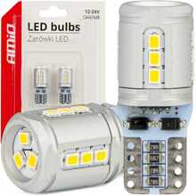 LED pirnid Amio T10E W5W, 15 SMD, valge, 12/24 V