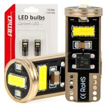 LED pirnid Amio T10e W5W, 3*2055 SMD, valge, 12/24 V