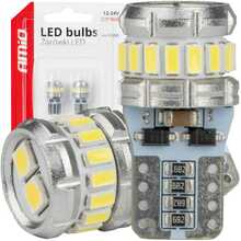 LED pirn Amio T10 W5W 16SMD 3014 3030, valge, 12 V/24 V, AMIO-04260