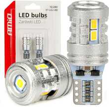 LED pirn Amio T10 W5W 6x3020 + 1x3030 SMD, valge, 12 V/24 V, AMIO-03718