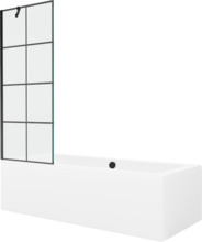 Vaba paigaldusega vann Mexen Cube 550517080X9507007077, 170 x 80 x 40 cm, valge musta viimistlusega ja klaasseinaga 70 cm