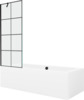 Vaba paigaldusega vann Mexen Cube 550518080X9507007077, 180 x 80 cm, valge musta viimistlusega ja klaasseinaga 70 cm