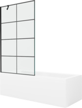 Vann Mexen Cubik 550315070X9510007077, 150 x 70 x 40 cm, ristkülik, läbipaistev/valge koos seinaga 100 cm, must muster