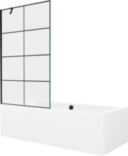 Vaba paigaldusega vann Mexen Cube 550517080X9510007077, 170 x 80 x 39 cm, valge musta klaasseinaga
