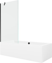 Vaba paigaldusega ristkülikukujuline vann Mexen Cube 550518080X9509000070, 180 x 80 cm, valge/must, klaasist seinaga 90 cm, läbipaistev