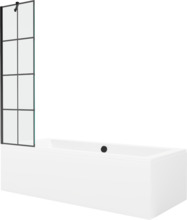 Vann Mexen Cube 550517080X9505007077, 170 x 80 x 39 cm, ristkülik, läbipaistev/valge klaasseinaga 50 cm, must muster