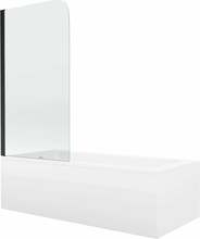 Vaba paigaldusega vann Mexen Cubik 550315070X9007017000, 150 x 70 cm, valge koos klaasist seinaga must