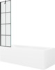 Vann Mexen Cubik viimistluse ja klaasist seinaga, 170 x 70 cm + 50 cm, valge/must