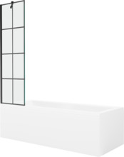 Vann Mexen Cubik viimistluse ja klaasist seinaga, 170 x 70 cm + 50 cm, valge/must