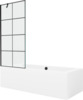 Vann Mexen Cube 550517080X9508007077, 170 x 80 x 39 cm, ristkülik, läbipaistev/valge koos klaasseinaga 80 cm, must muster