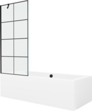 Vann Mexen Cube 550517080X9508007077, 170 x 80 x 39 cm, ristkülik, läbipaistev/valge koos klaasseinaga 80 cm, must muster