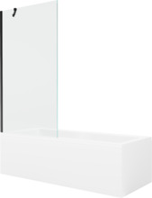 Vaba paigaldusega ristkülikukujuline vann Mexen Cubik 550316070X9509000070, 160 x 70 cm, valge/must, koos 90 cm läbipaistva vaheseinaga