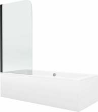 Vaba paigaldusega vann Mexen Cube 550518080X9007017000, 180 x 80 cm, valge, musta klaasist seinaga