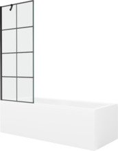 Vaba seisev ristkülikukujuline vann Mexen Cubik 550316070X9507007077, 160 x 70 cm, valge musta viimistlusega ja 1-ukseline vahesein 70 cm