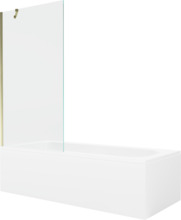 Vaba paigaldusega ristkülikukujuline vann Mexen Vega 550118080X9509000050, 180 x 80 cm, valge/kuldne, klaasist seinaga 90 cm, läbipaistev