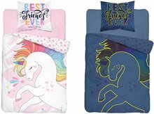 Voodipesukomplekt Detexpol Glow In The Dark Unicorn PPE-97, 160 x 200 cm, valge/roosa, 2-osaline