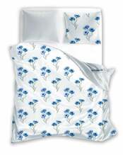 Voodipesu komplekt PER-148, 200 x 220 cm, 3-osaline, sinine/valge, 100 prots. puuvill