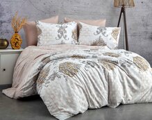 Voodipesukomplekt Pearl Home Daisy, 200 x 220 cm, 4-osaline, pruun/valge/hall
