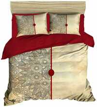 Voodipesukomplekt Mijolnir Pearl Home, 200 x 220 cm, 3-osaline, hall/punane/beež