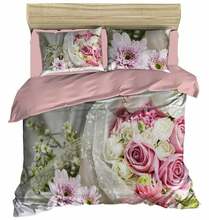 Voodipesukomplekt Mijolnir Pearl Home, 200 x 220 cm, 4-osaline, valge/roheline/roosa