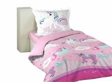 Laste voodipesukomplekt Douceur d`Interieur Unicorn, 140 x 200 cm, 2-osaline, valge/roosa