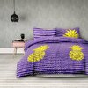 Voodipesukomplekt AmeliaHome Basic Pineapple, 3-osaline, kollane/violetne, 155 x 220 cm