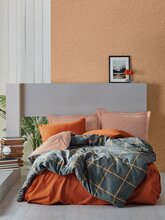Voodipesukomplekt Mijolnir Stark, 200 x 220 cm, oranž/tumesinine, 4 osa