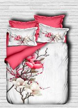 Voodipesukomplekt Mijolnir Pearl Home, 200 x 220 cm, 4-osaline, valge/roosa