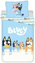 Laste voodipesukomplekt Jerry Fabrics Bluey, 140 x 200 cm, 2-osaline, valge/helesinine