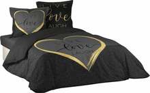 Voodipesukomplekt Douceur Dinterieur Crazy Love, 200 x 200 cm, 3-osaline, must/kuldne