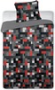 Voodipesukomplekt Faro LEGO BRICKS, 140 x 200 cm, 2-osaline, must/punane/hall