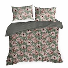 Voodipesukomplekt Eurofirany Classic Satin Spring PTE-170, 200 x 220 cm, 70 x 80 cm, roheline/roosa, 2-osaline