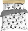 Voodipesukomplekt Mijolnir Double Quilt Panda, 200 x 220 cm, 4-osaline, valge/must