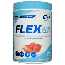 6PAK Flex hüdrolüüsitud kollageen + MSM + glükoosamiinsulfaat, maasika maitsega, 400 g
