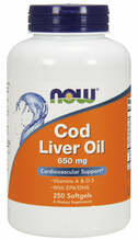 Now Foods tursamaksaõli 650 mg, 250 pehmet kapslit