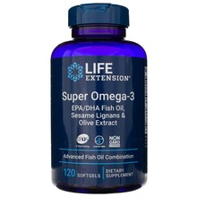 Life Extension Super Omega-3 EPA/DHA seesami lignaanide ja oliiviekstraktiga, 120 pehmet kapslit