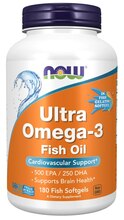 Now Foods Ultra Omega-3, 500 EPA/250 DHA, 180 kapslit