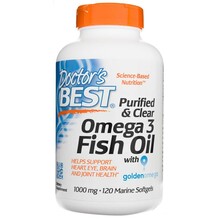 Doctor's Best puhastatud ja selge oomega-3 kalaõli, 1000 mg, 120 kapslit