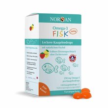 Norsan Omega-3 Fisk Jelly maasika-sidrunimaitselised, 120 kummikommi
