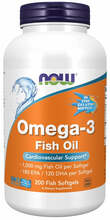 NOW Foods Omega 3, 1,000 mg, 200 kalaõli kapslit