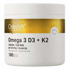 OstroVit Omega 3 D3+K2, 180 kapslit