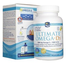 Nordic Naturals Ultimate Omega-D3, sidrunimaitseline, 60 pehmet kapslit