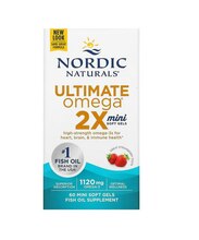 Nordic Naturals Ultimate Omega 2X Mini, maasika maitsega, 1120 mg, 60 kapslit