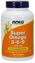 Now Foods Super Omega 3-6-9 1200 mg, 180 kapslit