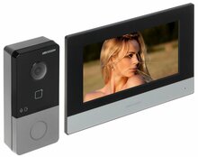 Video uksetelefoni komplekt Hikvision DS-KIS603-P(B), 2 MP, 17,8 cm, must/hall/hõbe